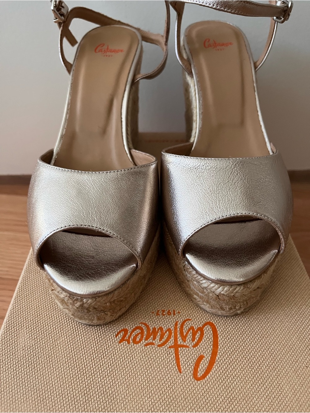 Castaner Metallic Silver Braided Jute Espadrille Wedges - NIB - Picture 2 of 14